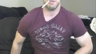 Hot jock smokes quick inside