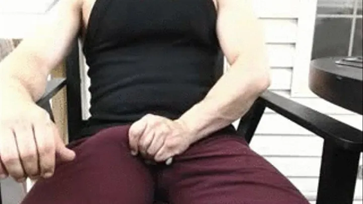 Hot jock strokes outside on porch