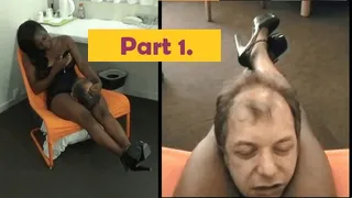 HEADSCISSORED and FILMED in a transat chair by a yound Ebony Goddess (ASQ)