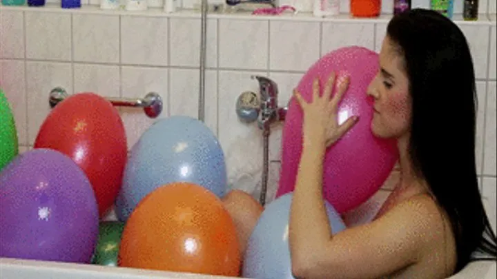 taking a bath with balloons [nails, scissors lighter]