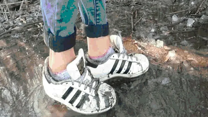 Sneakers and socks completely soaked