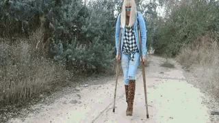 Walking in boots on crutches