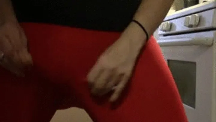 Wet Myself in My Red See Through Leggings