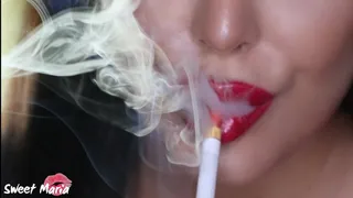 Red lips smoking tease ~ Sweet Maria