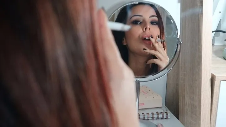 Putting makeup on & smoking ~ Sweet Maria