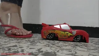 Clear wedges annihilate toy car