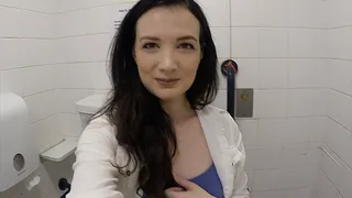 On the toilet with panties peeing