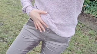 Khaki trousers rural wetting peeing