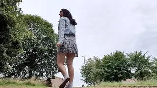 Yellow panty peeing in the park