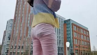 Pink jeans urban outdoor wetting peeing