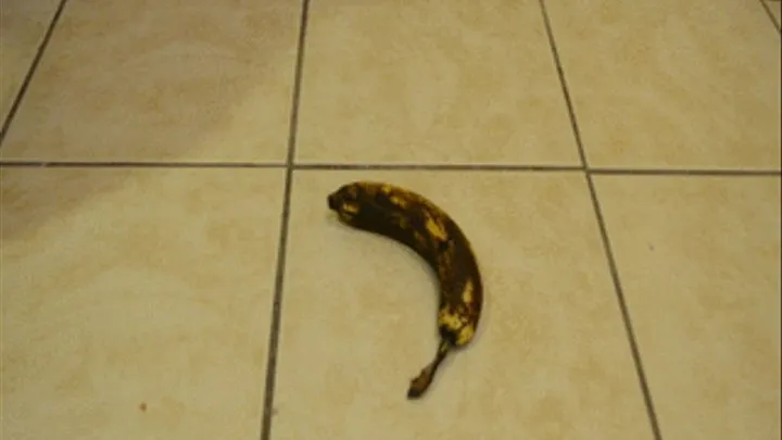 Rotten banana smashed in heels