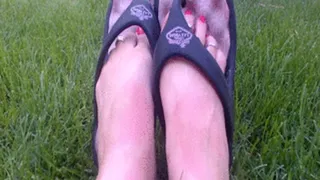 Foot Flip Flop Play in Summer Grass