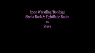 More Rope Wrestling & Rope Bondage! Sheila Rock & FightBabe Robin vs Steve Complete Video