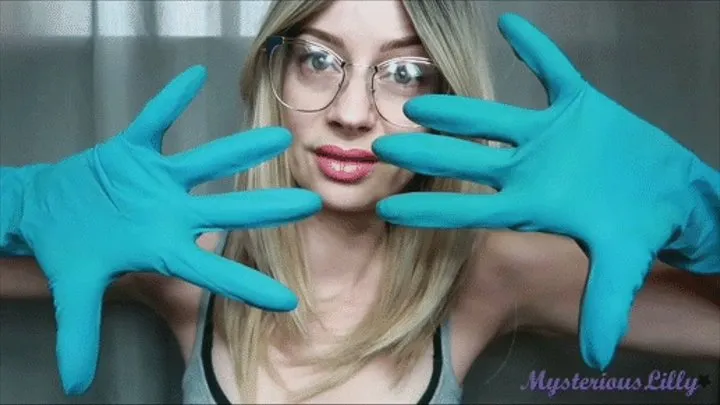 Blue rubber gloves