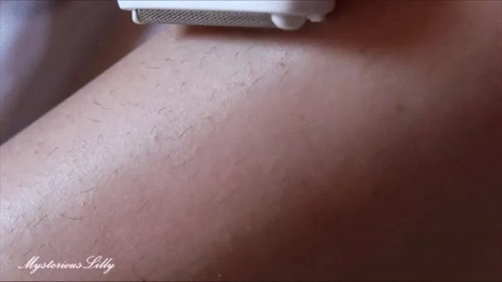 Extreme close up on leg shaving