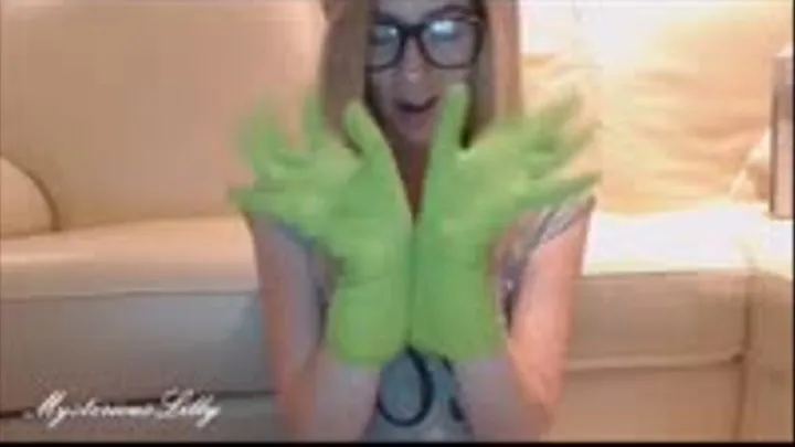 Green latex gloves