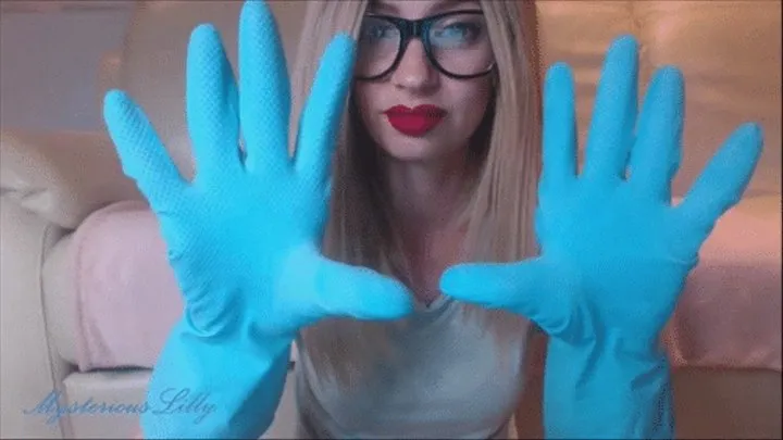 Blue latex gloves