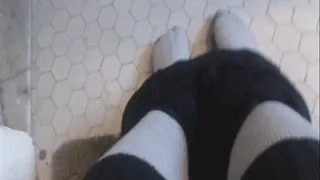 Sammy Does Number One and Two Wearing Thick Wool Socks - Sammy and Floor POV