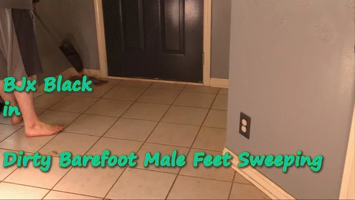 Dirty Barefoot Male Feet Sweeping