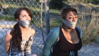 DEV & KARA in: COUNTRY GIRL & CITY GIRL GAGGED & BERATED BY WOMAN HUNTERS!