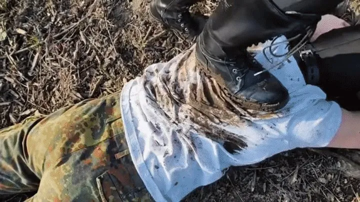 Cleaning boots on slave