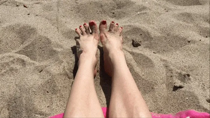 Sparkling Red Toes in the Sand