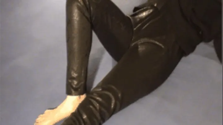 shiny black trousers