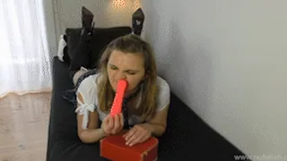 School Girl Plays With Dildo