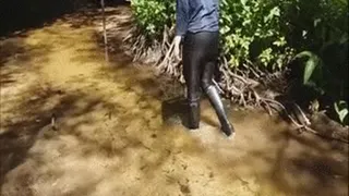 My rubber boots in a clean river