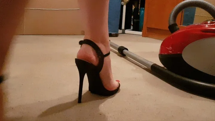 Giantess crushing air plane model while vacuuming the floor with High Heels and long toenails (VI)