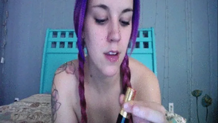 Applying Lipstick Naked In Bed