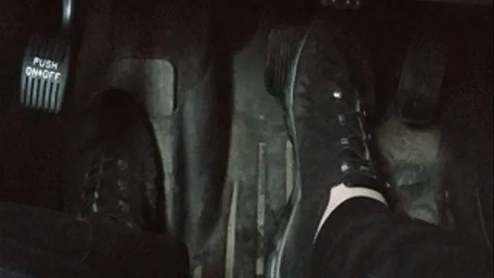 Driving in the rain in black sneakers