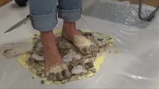 Messy Feet with sponge and custard