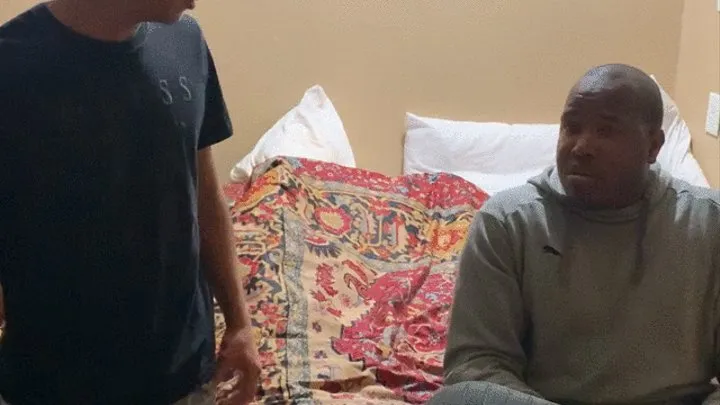 Mexican guy gets spanked over black guys knee