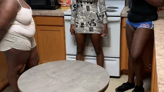 Ebony girls get a hard belt spanking for not cleaning up the kitchen