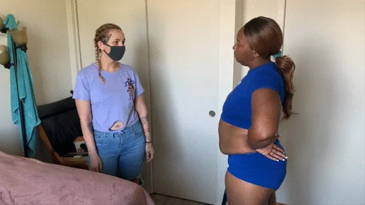 Black girl spanks white girls butt for not wearing her mask properly