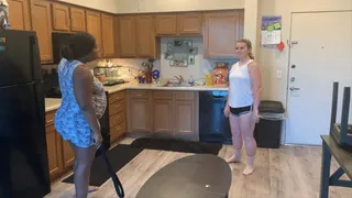 Ebony girl spanks white girls butt for coming home late part 10
