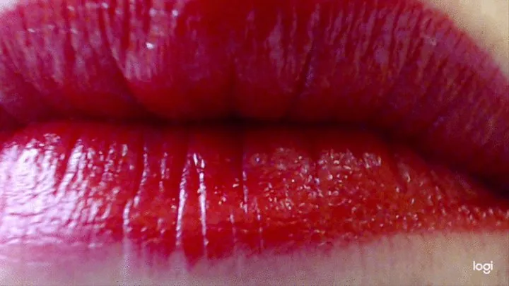 My dear nice lips with red lipstick on in close up