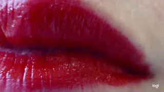 Almost 3 minutes lips with red lipstick on