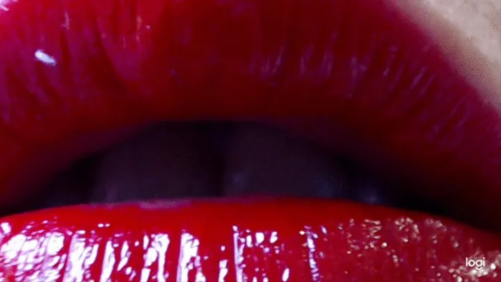 4 minutes lips with red lipstick on to cam