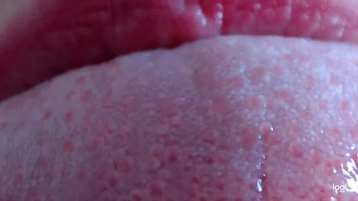 Sweet feminine tongue in extremly close up