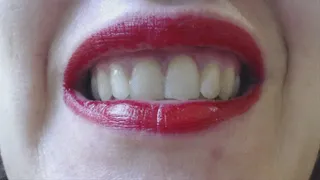 7 minutes licking my teeth with red lipstick on