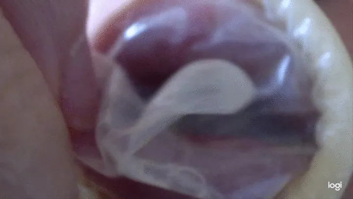 My tongue I put in condom latex