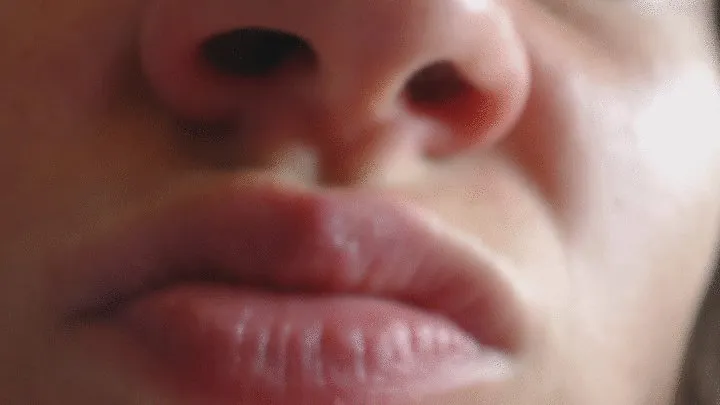 I am smelling up lip in close up