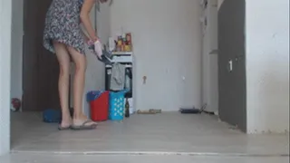 10 minutes of sweeping and cleaning floor