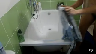 Me in bathroom washing myself No audio No sound