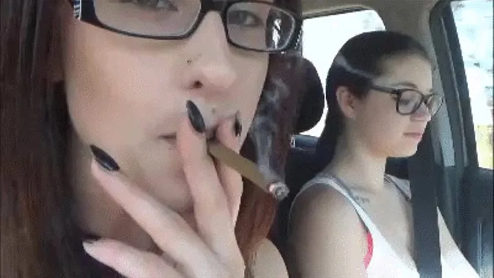 Car Smoking a Hand-Rolled with Anastasia and Akira