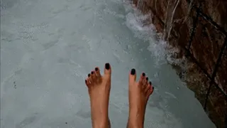 Sexy Toe Crunching Spreading and Crossing at the Pool