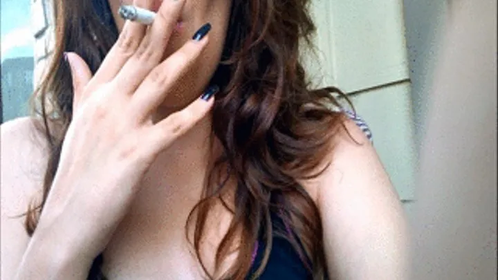 Smoking Fetish Natural Lips and Black Fingernail Polish