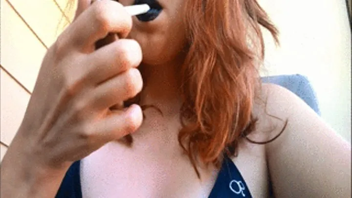 Hot Goth Redhead with Small Tits Smoking